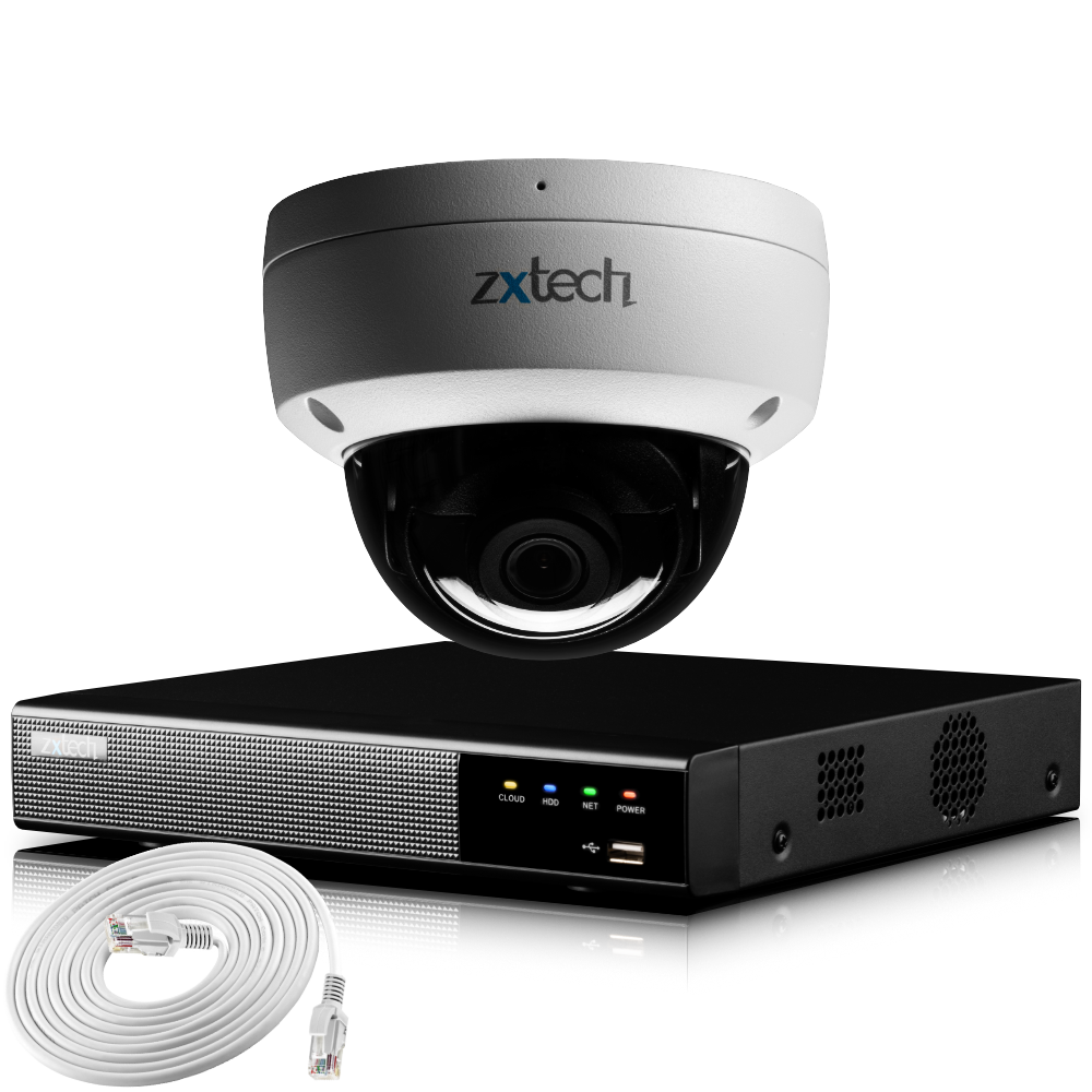 Zxtech IK10 4K CCTV System - 1 x IP PoE Cameras Face Detection Outdoor Sony Starvis Enhanced Night Vision | IK1A4Z