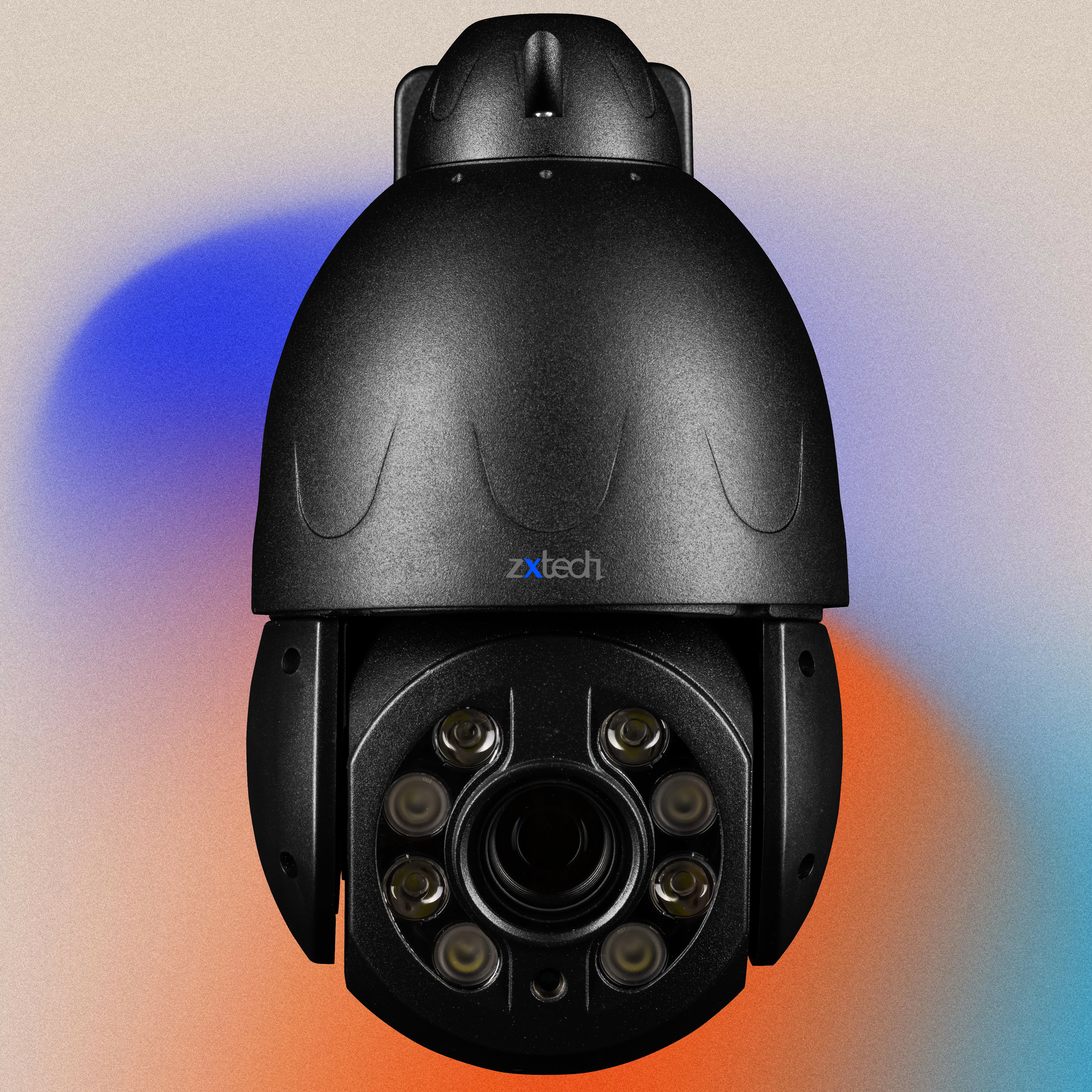 Zxtech Beast PTZ camera rotated sideways, demonstrating its broad pan-tilt range and 20X zoom for comprehensive coverage