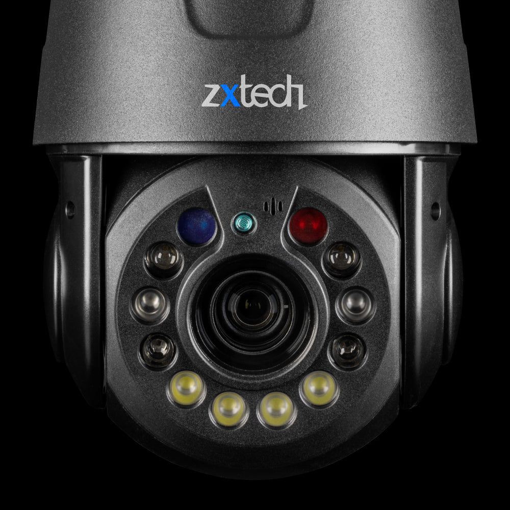 Zxtech 4K Wireless PTZ CCTV System - 3 x WiFi Security Camera 5X/10X/20X Auto Zoom Colour Night Vision Outdoor 2-Way-Audio 9CH Sony Starvis