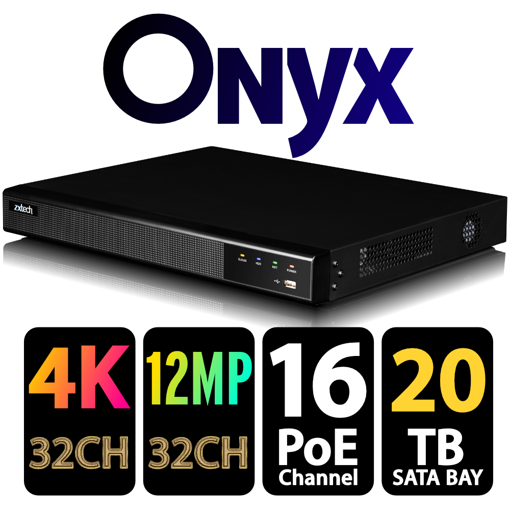 Zxtech Onyx 32 Channel 16-PoE Ports 12MP 4K CCTV High Definition Netwo