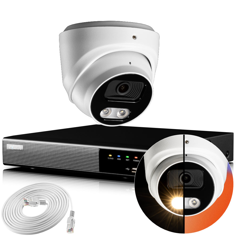 Zxtech 4K CCTV System - 1 x IP PoE Camera Audio Recording Face Detection Outdoor Sony Starvis | RX1A4Z