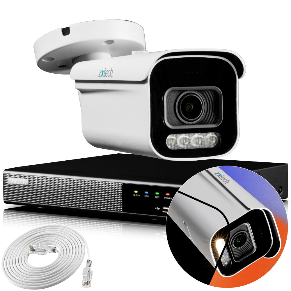 Zxtech 4K CCTV System - 1 x IP PoE Camera Motorised Lens Face Detection Outdoor Sony Starvis Enhanced Night Vision | RX1D4Z