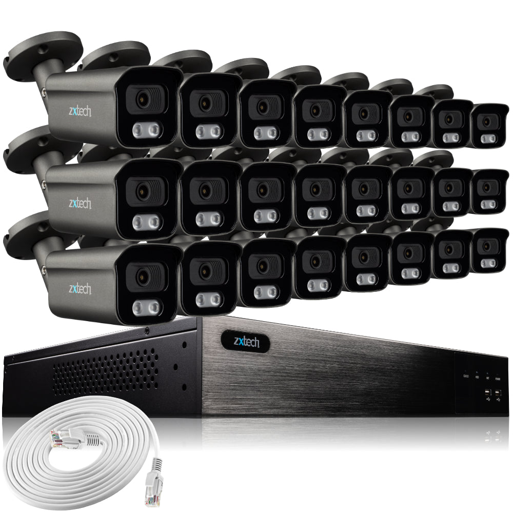 Zxtech 24 x 5MP 8MP IR PoE Camera Face Recognition Full System RX24F24W