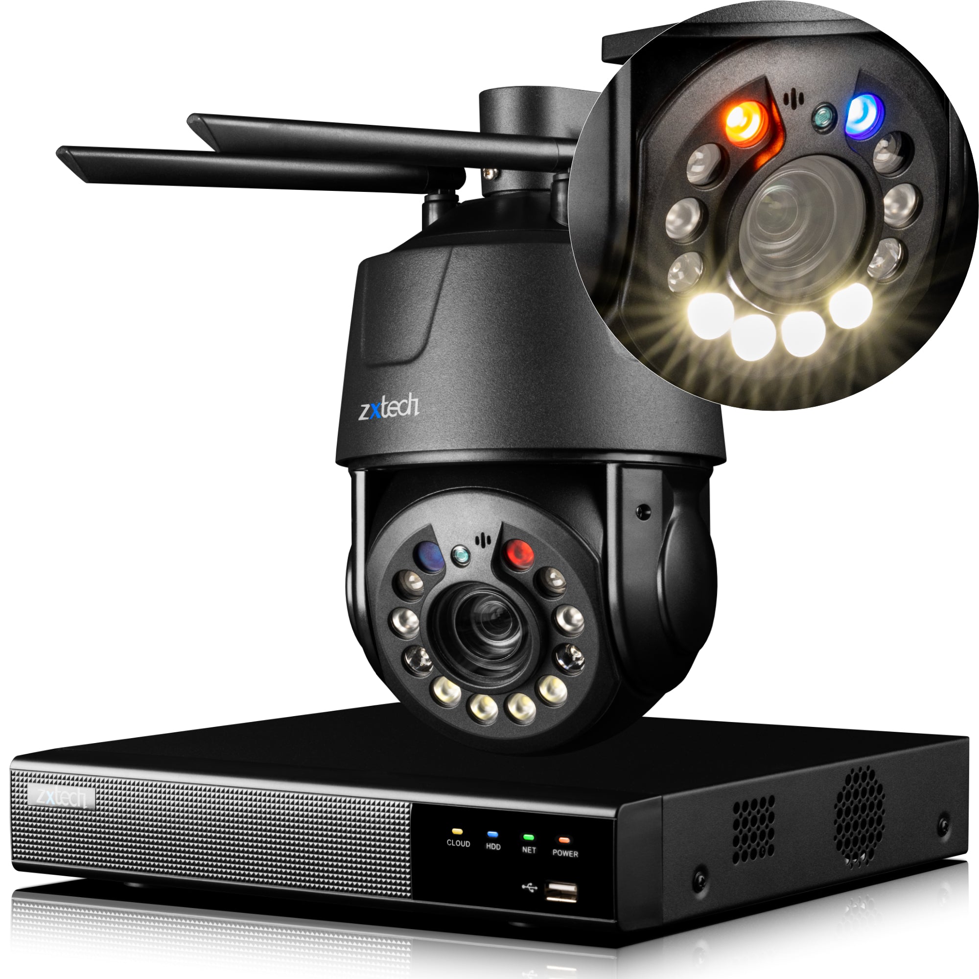 Zxtech 4K Wireless PTZ CCTV System - 1 x WiFi Security Camera 5X/10X/20X Auto Zoom Colour Night Vision Outdoor 2-Way-Audio 9CH Sony Starvis