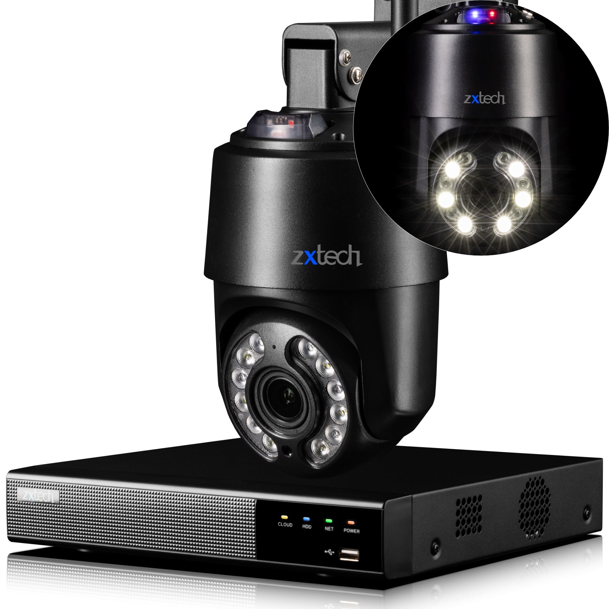 Zxtech 4K Wireless PTZ CCTV System - 1 x WiFi Security Camera 5X/10X/20X Auto Zoom Colour Night Vision Outdoor 2-Way-Audio 9CH Sony Starvis