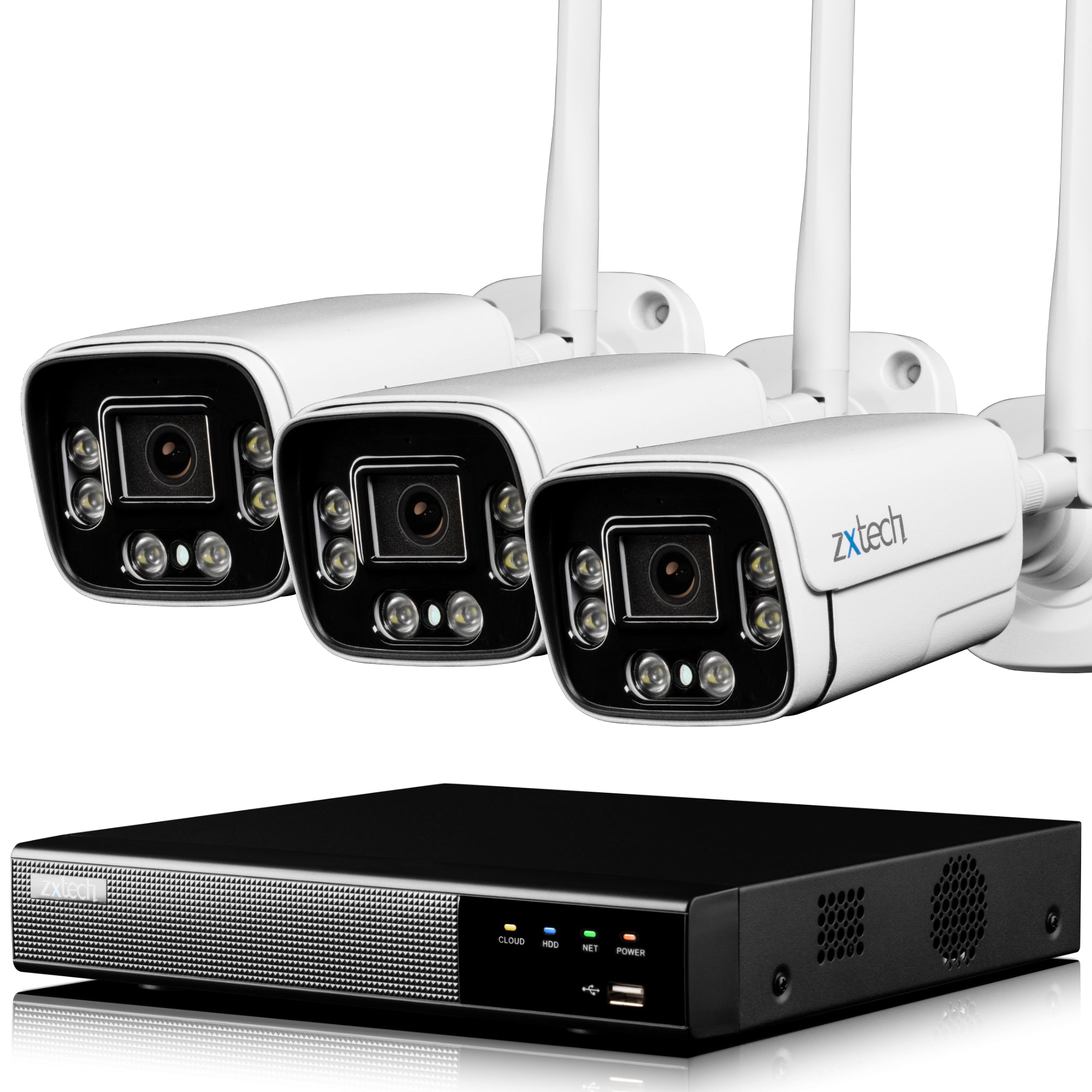 Zxtech 5MP/8MP/4K Wireless CCTV System - 3x WiFi Security Cameras Outdoor 2-Way-Audio Night Vision 9CH Sony Starvis | WF3A9Y
