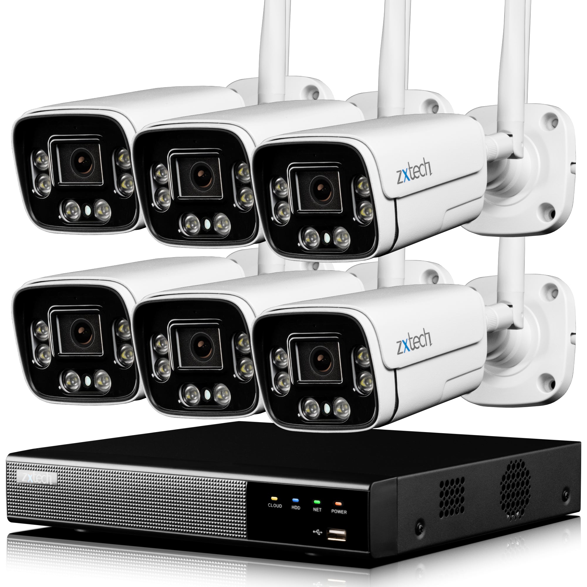 Zxtech 5MP/8MP/4K Wireless CCTV System - 6x WiFi Security Cameras Outdoor 2-Way-Audio Night Vision 9CH Sony Starvis | WF6A9Y