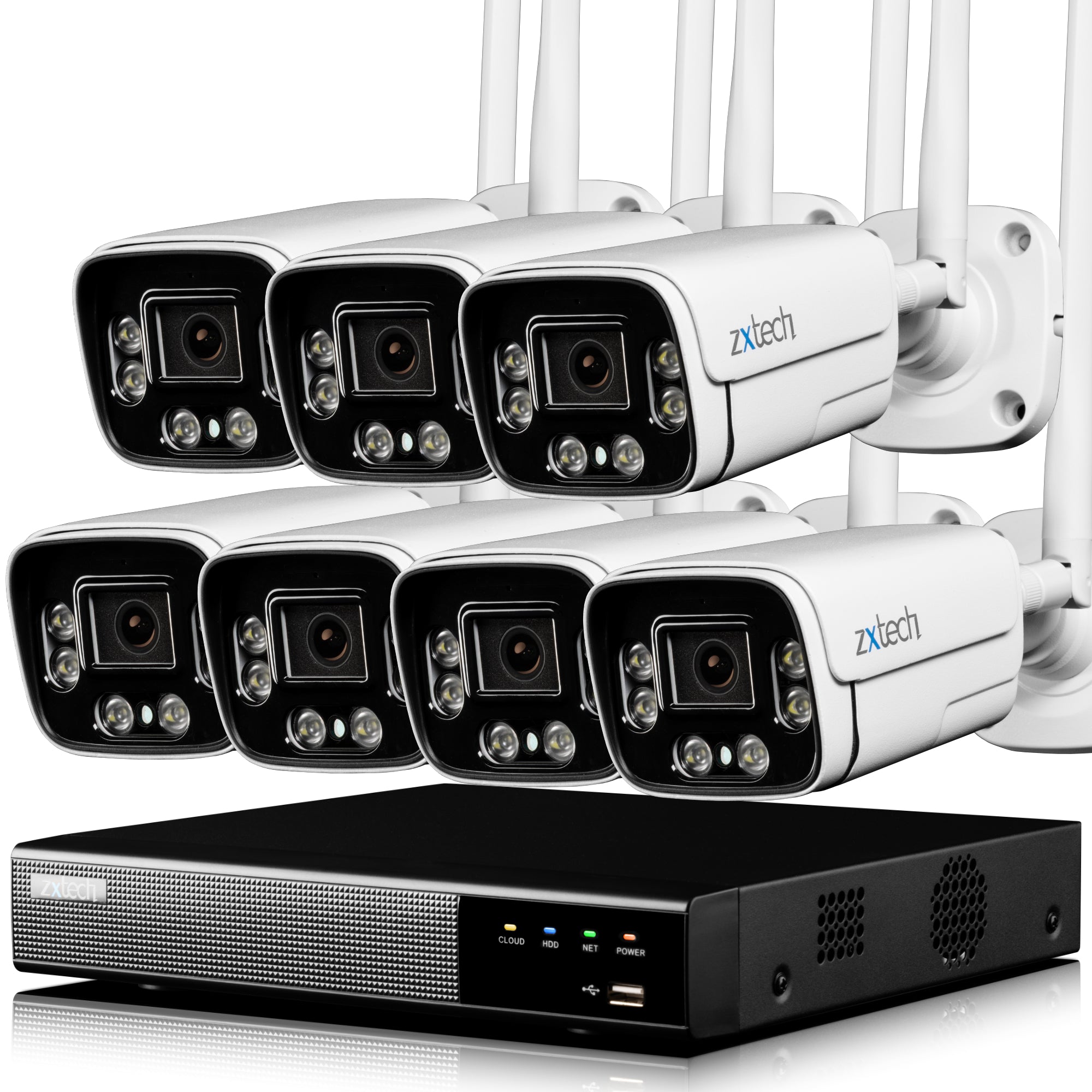 Zxtech 5MP/8MP/4K Wireless CCTV System - 7x WiFi Security Cameras Outdoor 2-Way-Audio Night Vision 9CH Sony Starvis | WF7A9Y