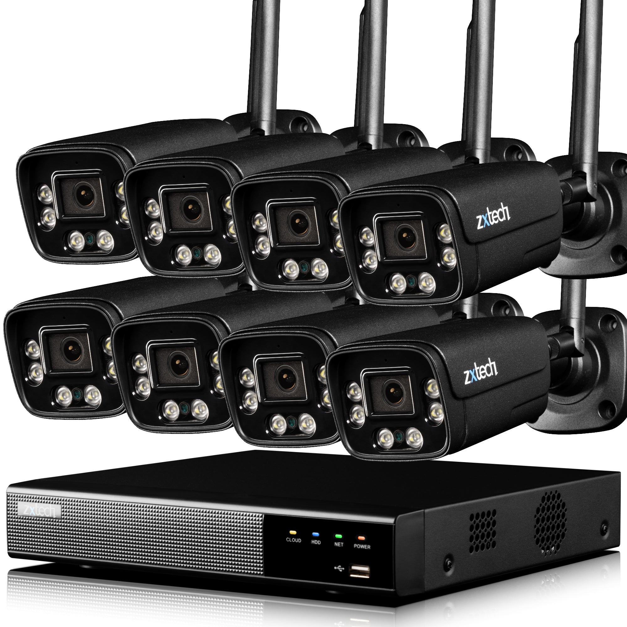 Zxtech 5MP/8MP/4K Wireless CCTV System - 8x WiFi Security Cameras Outdoor 2-Way-Audio Night Vision 9CH Sony Starvis | WF8D9Y