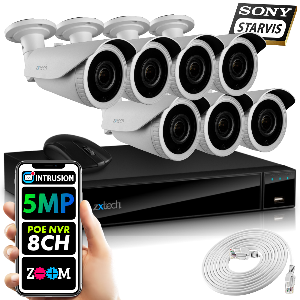 Varifocal Audio Sony Chip PoE Outdoor Security Cameras x 5MP
