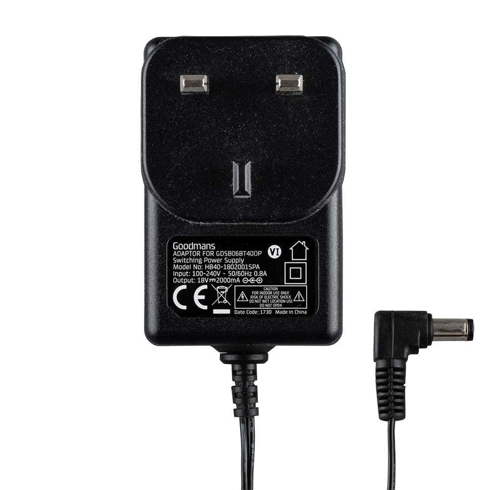 Goodmans 18V-2000mA Power Adaptor (GDSB06BT40OP)