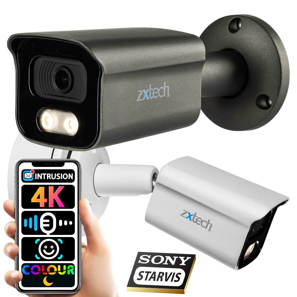 Zxtech Full Colour Night Vision 4K 8MP Bullet PoE IP CCTV AI Zxtech Full Colour Night Vision 4K 8MP Bullet PoE IP CCTV AI