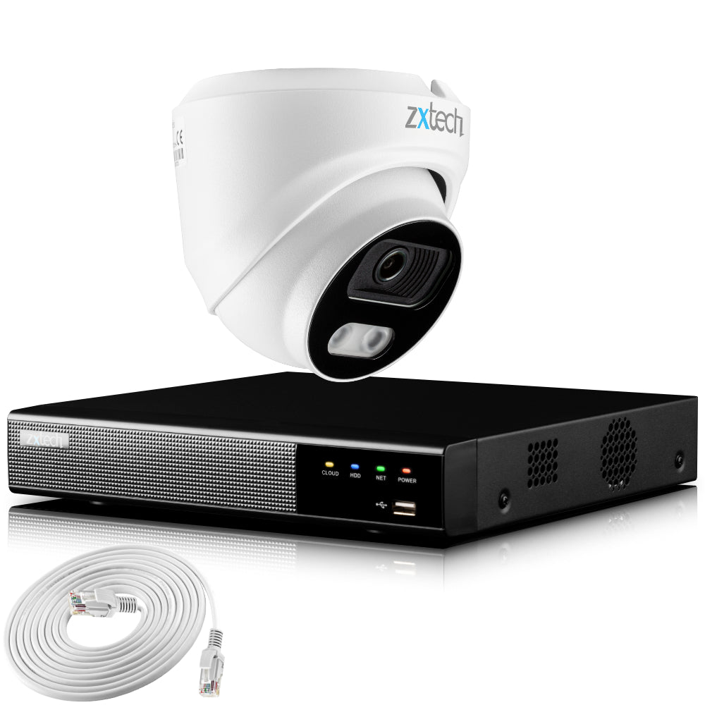 Zxtech 4K CCTV System - 1 x IP PoE Camera Audio Recording Face Detection Outdoor Sony Starvis | RX1A4Z