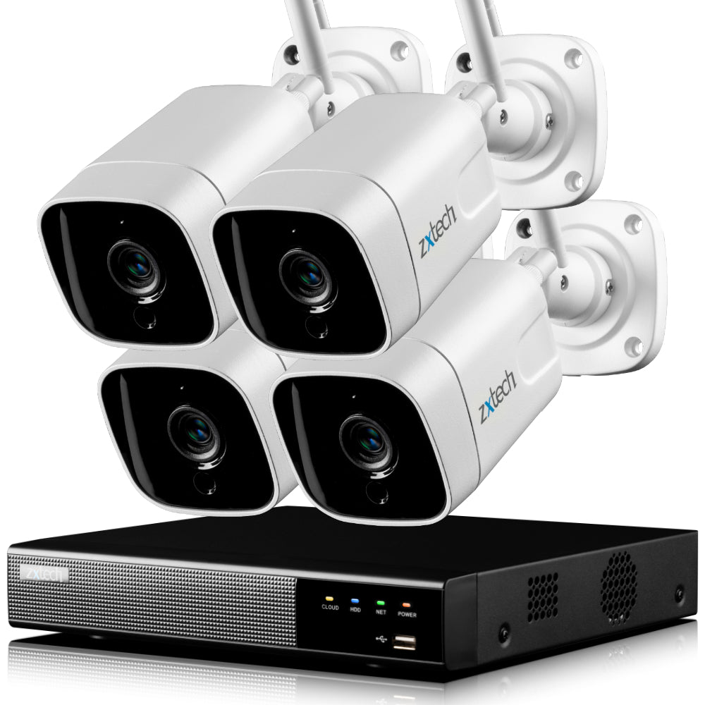Zxtech 5MP Wireless CCTV System - 4x WiFi Security Cameras Outdoor 2-Way-Audio Night Vision 9CH Sony Starvis | WF4A9Y
