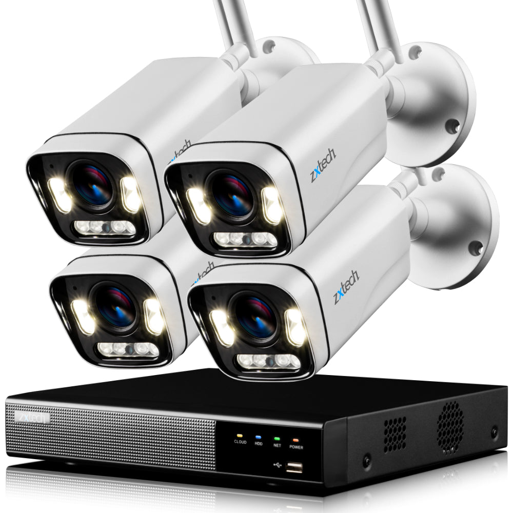 Zxtech 5MP Wireless CCTV System - 4x WiFi Security Cameras Outdoor 2-Way-Audio Night Vision 9CH Sony Starvis | WF4A9Y