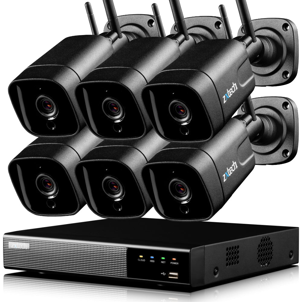 Zxtech 5MP Wireless CCTV System - 6x WiFi Security Cameras Outdoor 2-Way-Audio Night Vision 9CH Sony Starvis | WF6D9Y