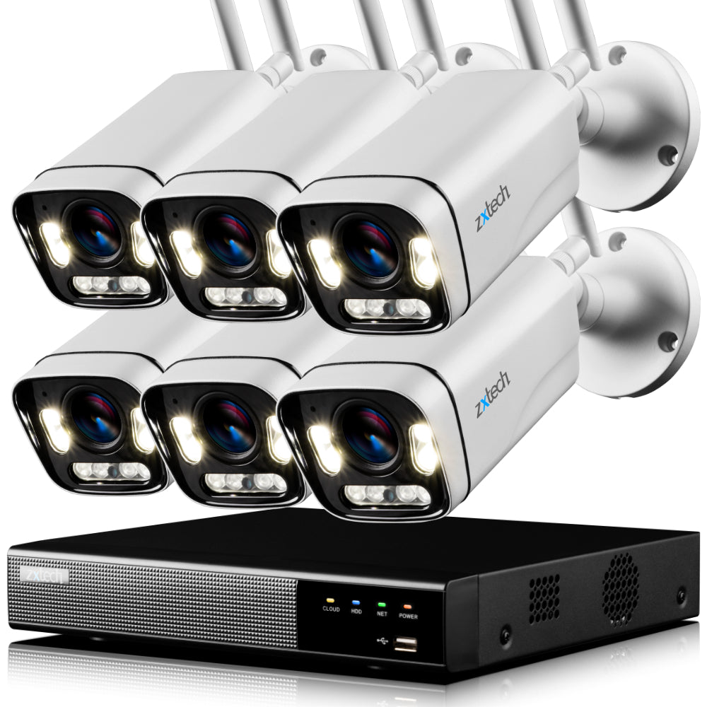 Zxtech 5MP Wireless CCTV System - 6x WiFi Security Cameras Outdoor 2-Way-Audio Night Vision 9CH Sony Starvis | WF6A9Y