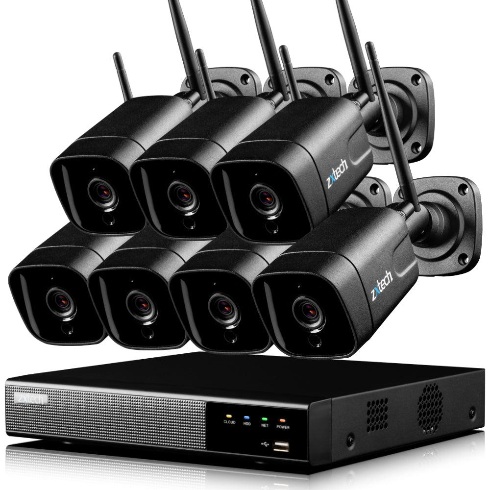 Zxtech 5MP Wireless CCTV System - 7x WiFi Security Cameras Outdoor 2-Way-Audio Night Vision 9CH Sony Starvis | WF7D9Y