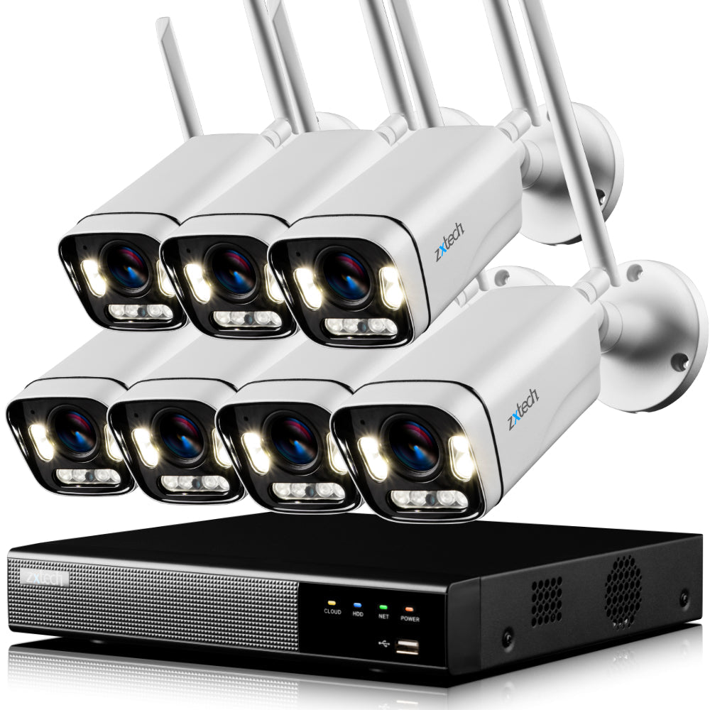 Zxtech 5MP Wireless CCTV System - 7x WiFi Security Cameras Outdoor 2-Way-Audio Night Vision 9CH Sony Starvis | WF7A9Y