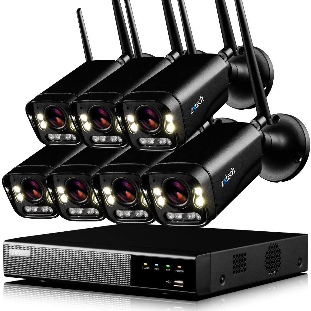 Zxtech 5MP Wireless CCTV System - 7x WiFi Security Cameras Outdoor 2-Way-Audio Night Vision 9CH Sony Starvis | WF7D9Y