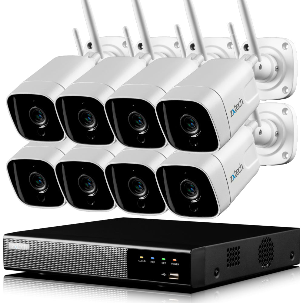 Zxtech 5MP Wireless CCTV System - 8x WiFi Security Cameras Outdoor 2-Way-Audio Night Vision 9CH Sony Starvis | WF8A9Y