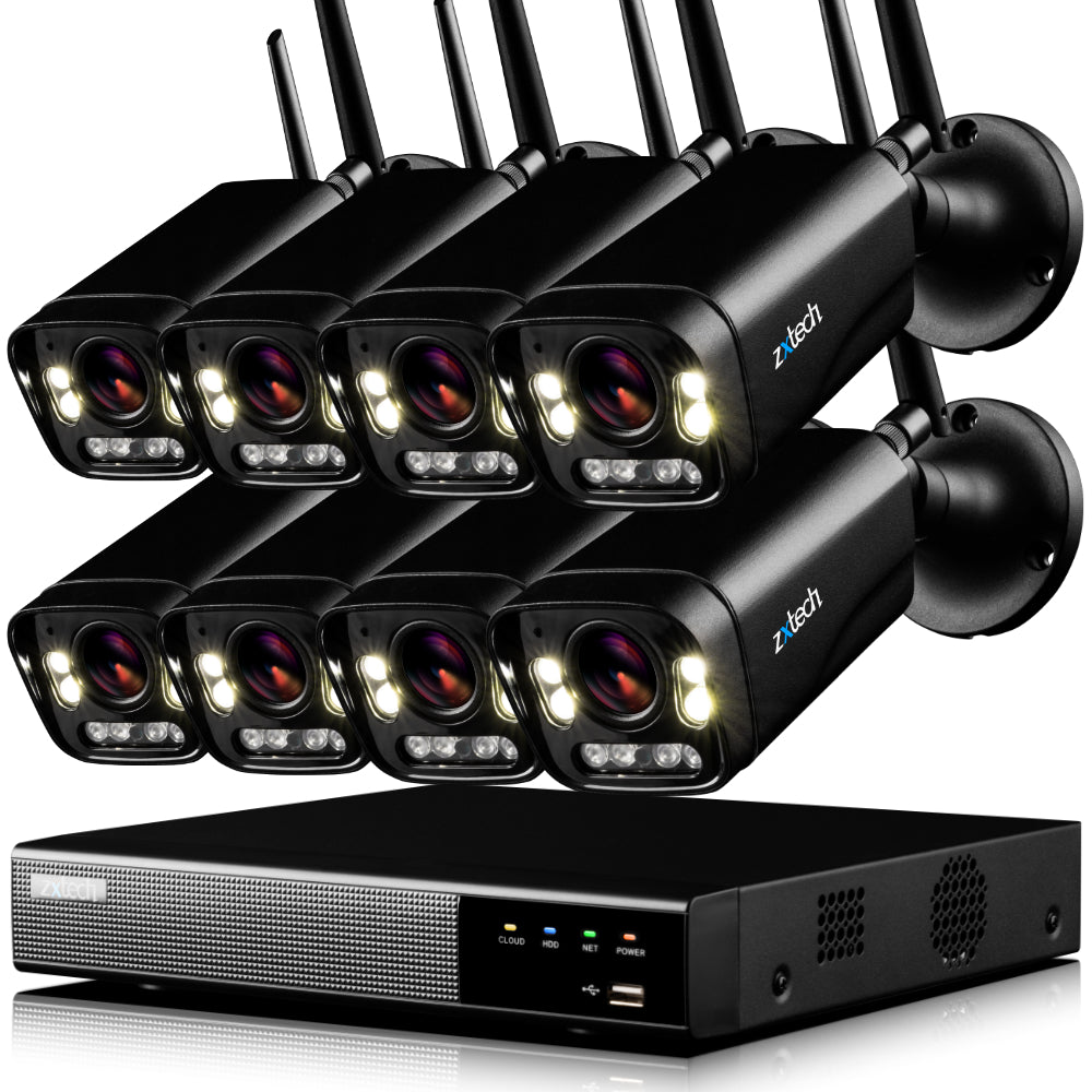 Zxtech 5MP Wireless CCTV System - 8x WiFi Security Cameras Outdoor 2-Way-Audio Night Vision 9CH Sony Starvis | WF8D9Y