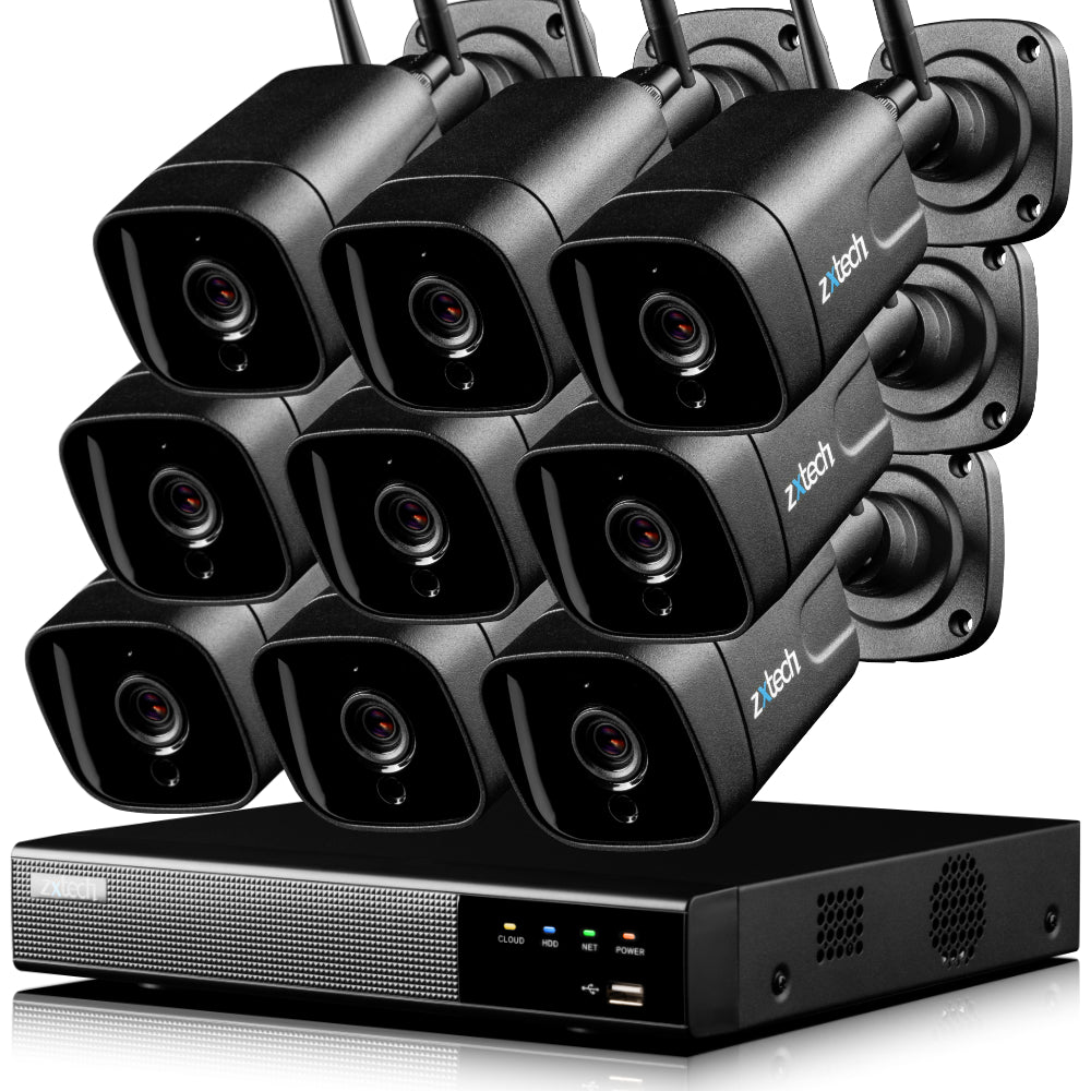 Zxtech 5MP Wireless CCTV System - 9x WiFi Security Cameras Outdoor 2-Way-Audio Night Vision 9CH Sony Starvis | WF9D9Y