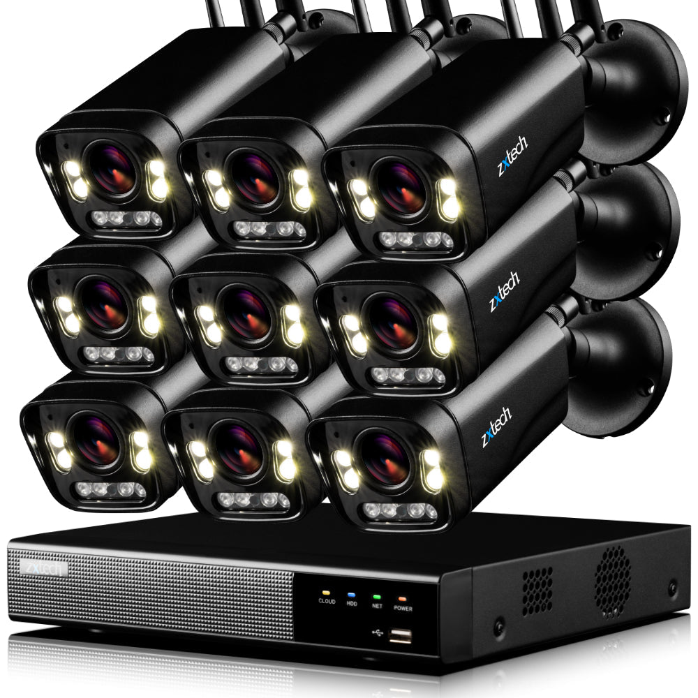 Zxtech 5MP Wireless CCTV System - 9x WiFi Security Cameras Outdoor 2-Way-Audio Night Vision 9CH Sony Starvis | WF9D9Y