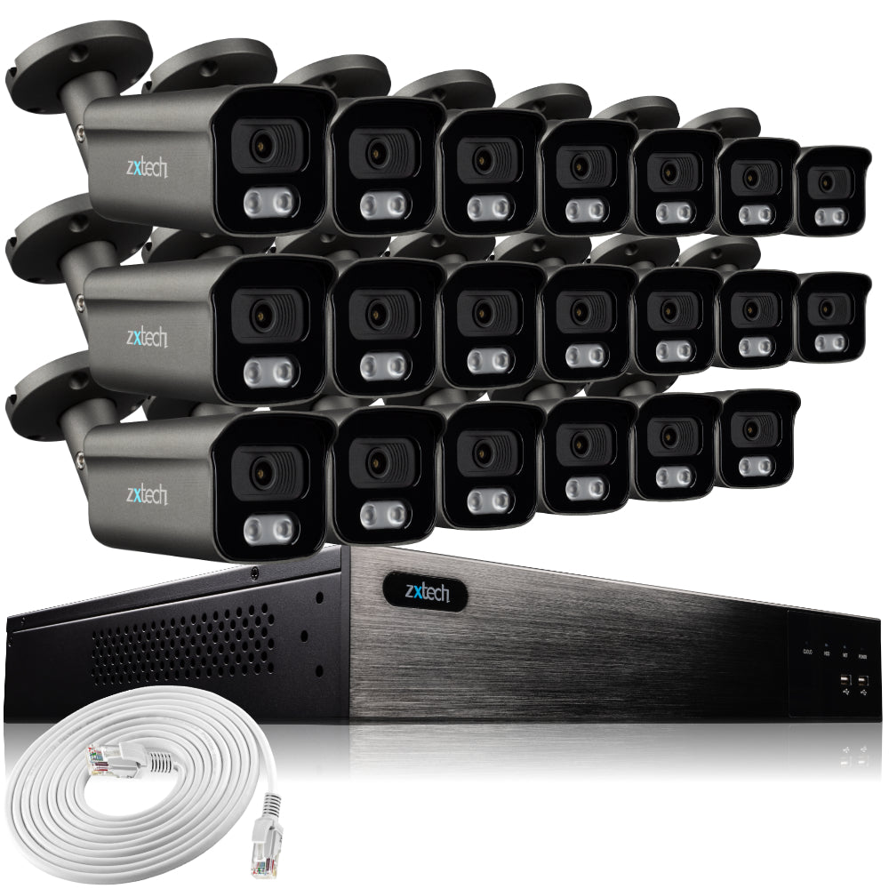 Zxtech 20 x 5MP 8MP IR PoE Camera Face Recognition Full System RX20F24W