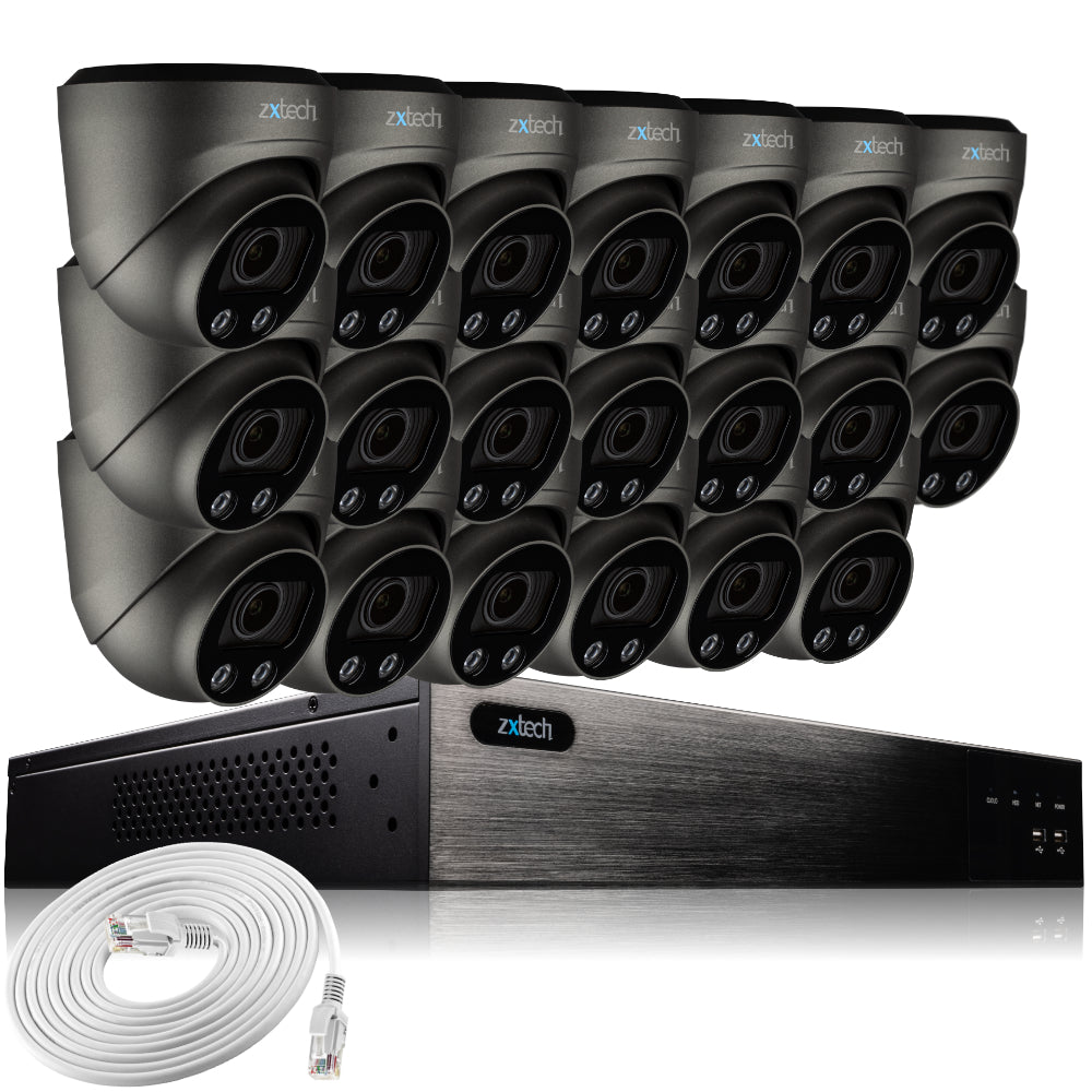 Zxtech 20 x 5MP 8MP Auto Zoom PoE CCTV Camera Face Recognition Home CCTV Kit RX20G24W