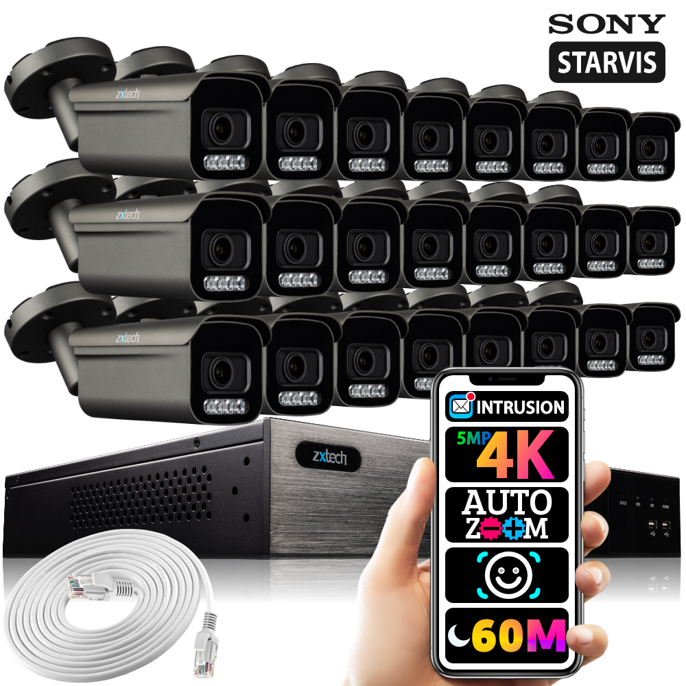 Commercial 24 Camera 4K CCTV System | Premio PoE NVR | Zxtech