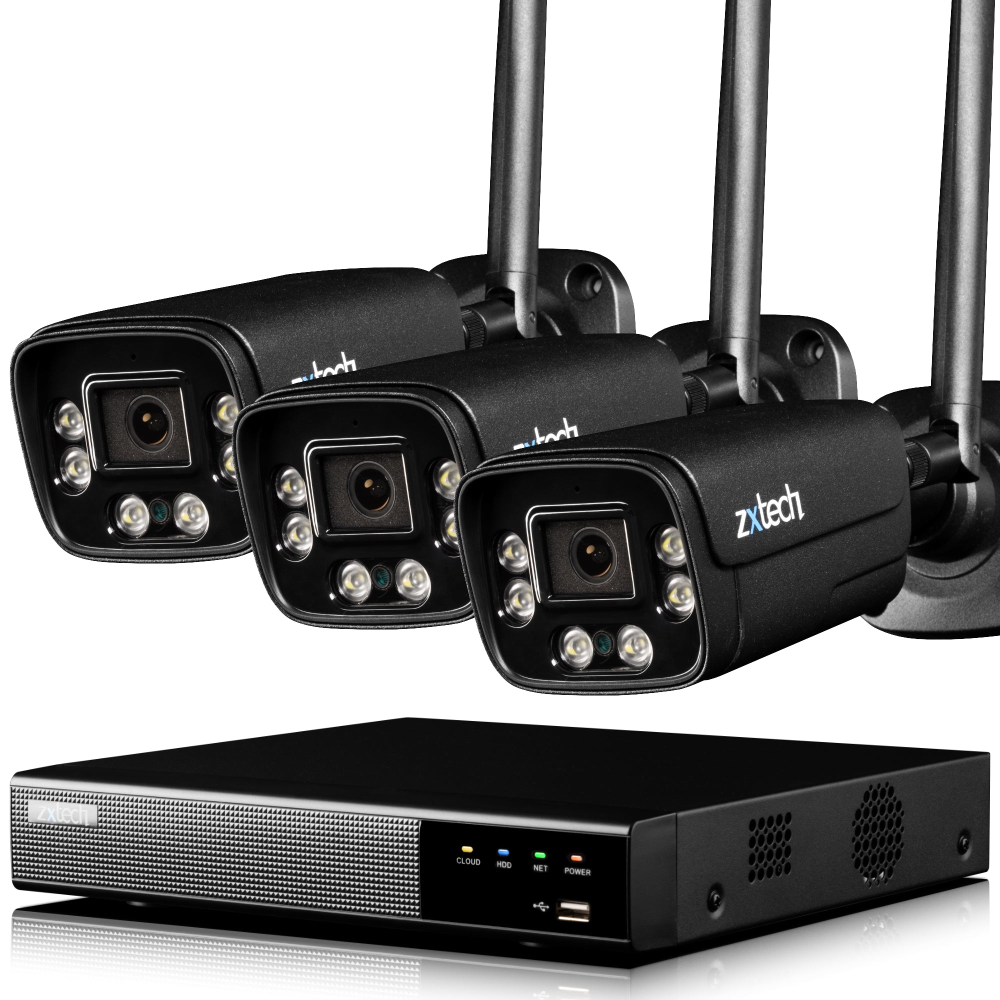 Zxtech 5MP/8MP/4K Wireless CCTV System - 3x WiFi Security Cameras Outdoor 2-Way-Audio Night Vision 9CH Sony Starvis  | WF3D9Y