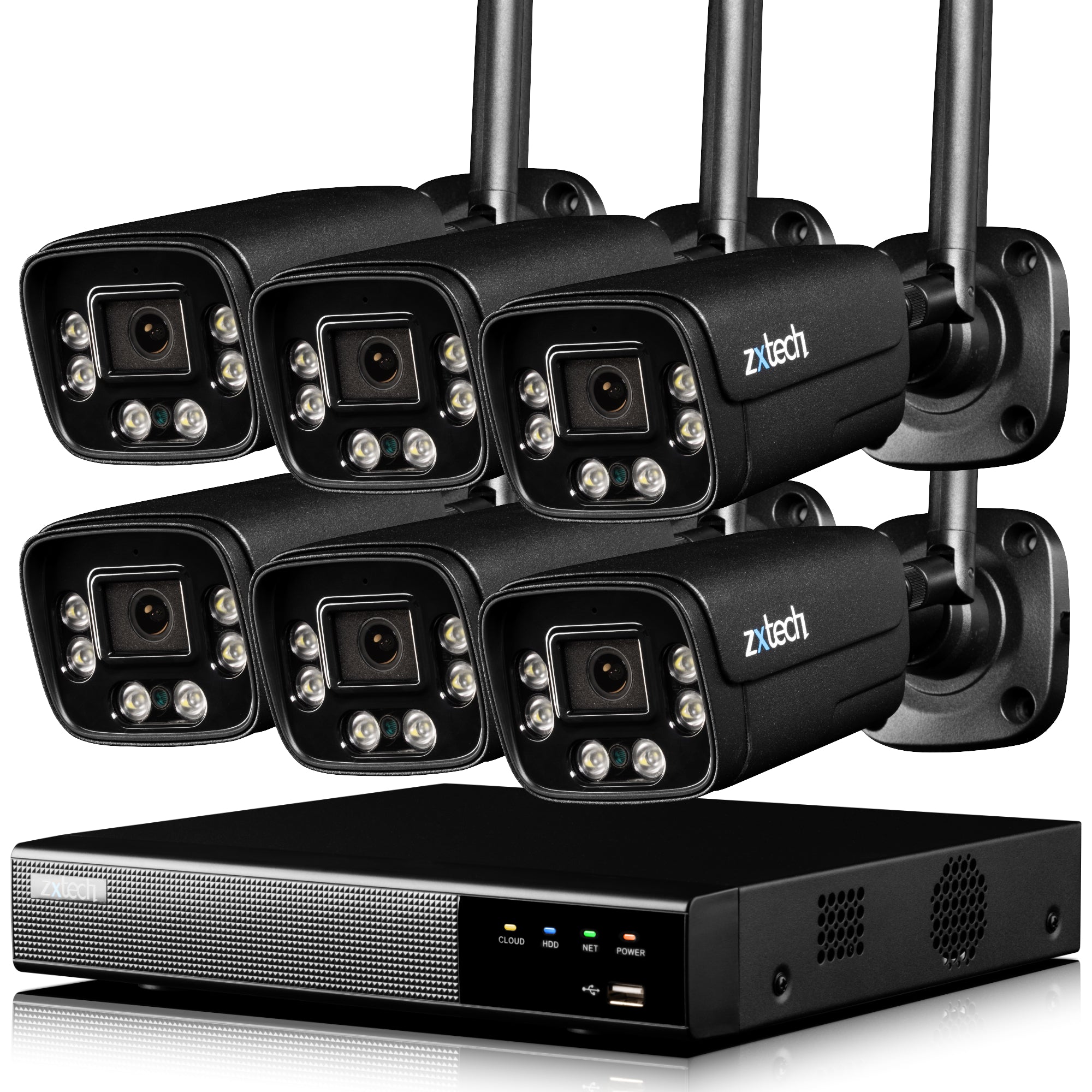Zxtech 5MP/8MP/4K Wireless CCTV System - 6x WiFi Security Cameras Outdoor 2-Way-Audio Night Vision 9CH Sony Starvis  | WF6D9Y