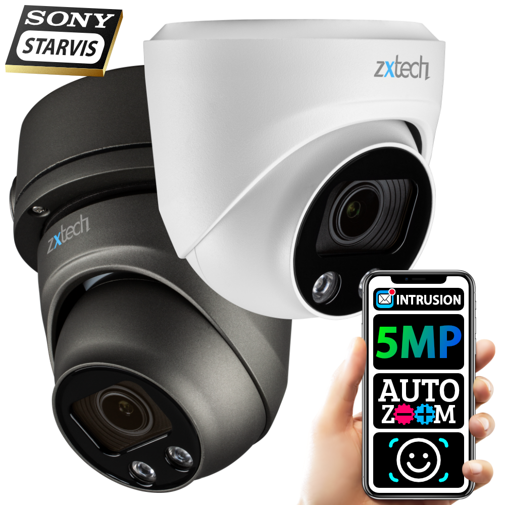 Zxtech 5MP Dome Auto Zoom PoE IP CCTV AI Camera | Face Recognition