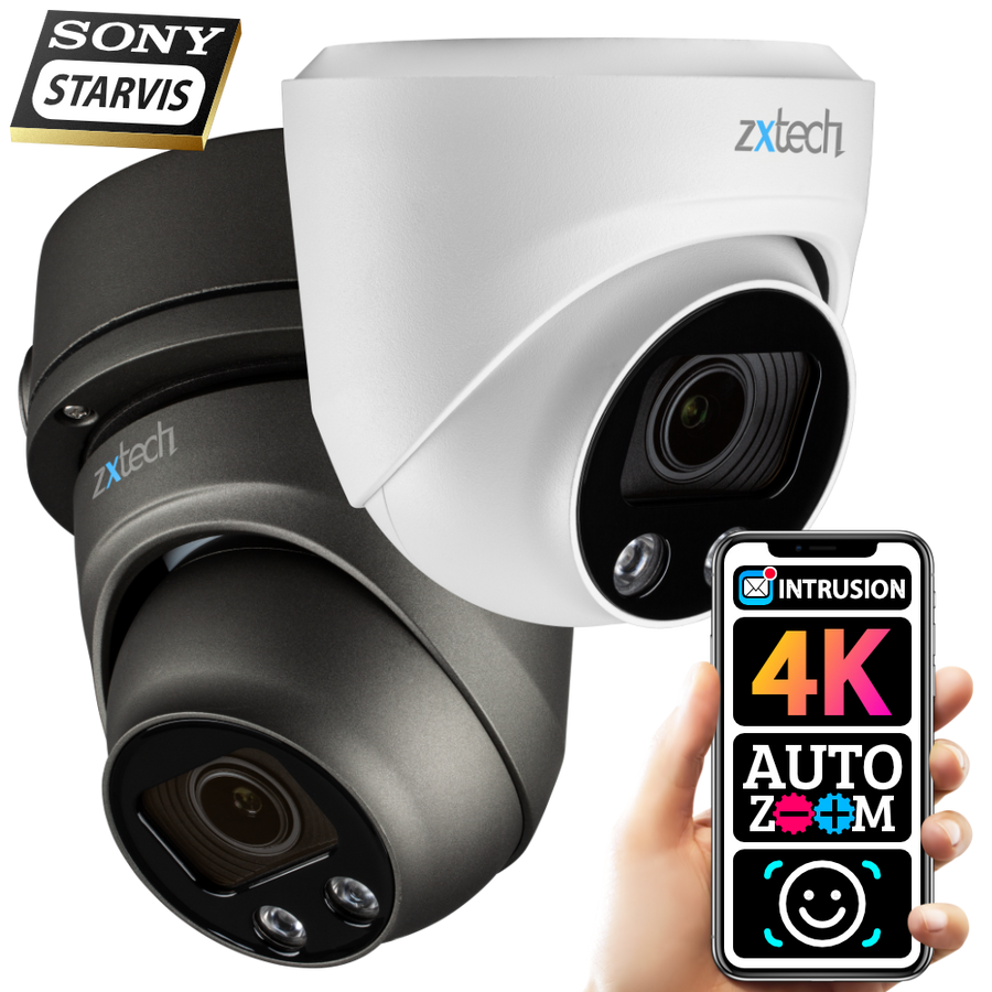Zxtech 4K 8MP Dome Auto Zoom PoE IP CCTV AI Camera | Face Recognition