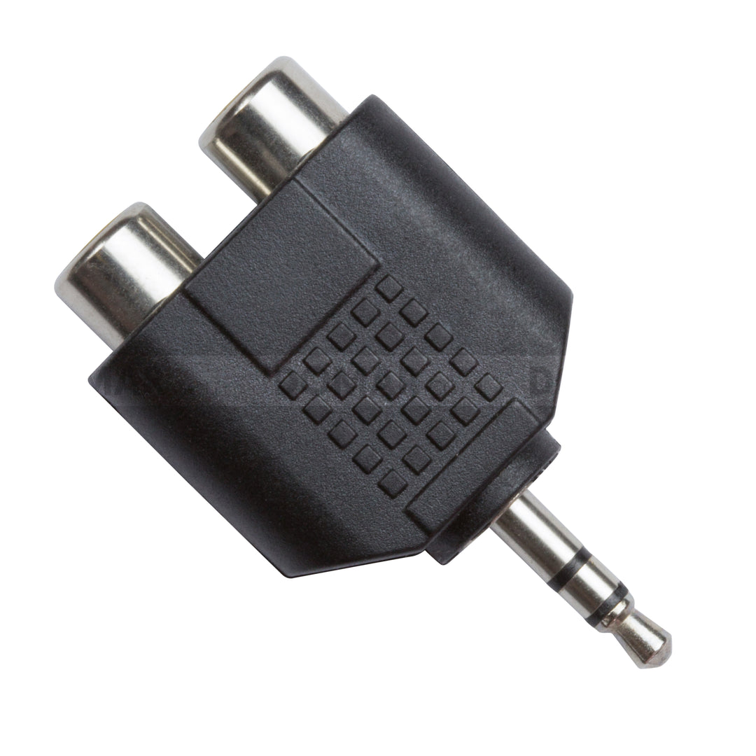 Zxtech 2 Pack of Mini Jack Plug to 2 Phono Socket Adaptor