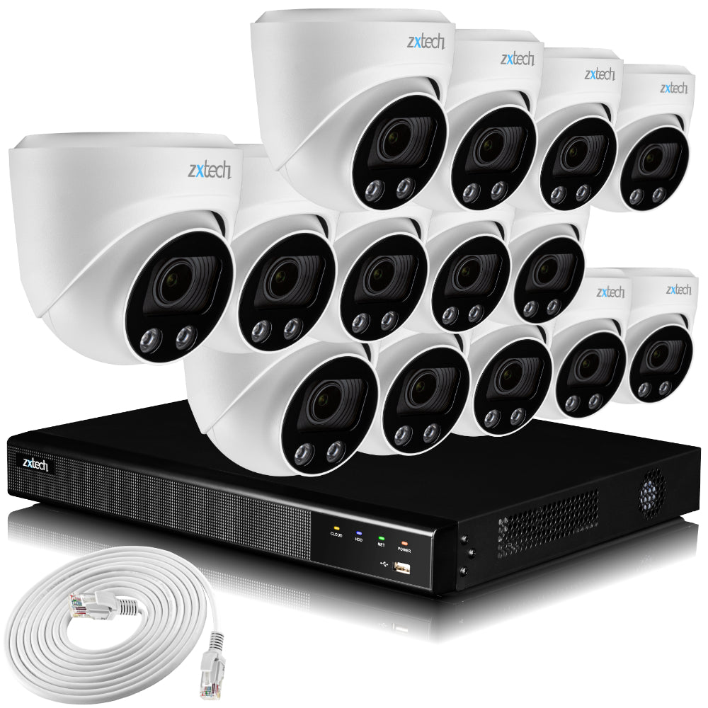 Zxtech 14x 5MP 8MP 60M IR Auto Zoom PoE Security Camera  NVR Face Recognition Kit RX14C16X