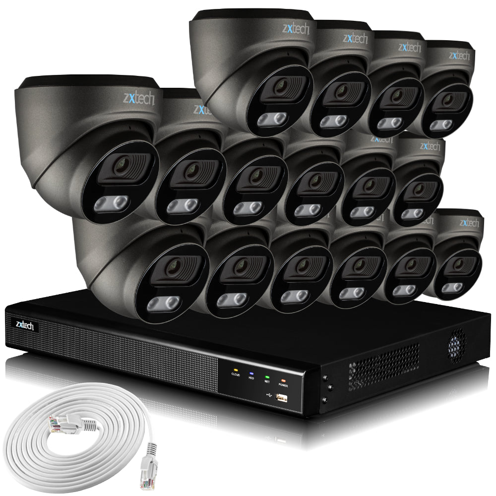 Zxtech 16 x 5MP 8MP PoE IP Cameras CCTV NVR Face Recognition Complete System RX16E16X