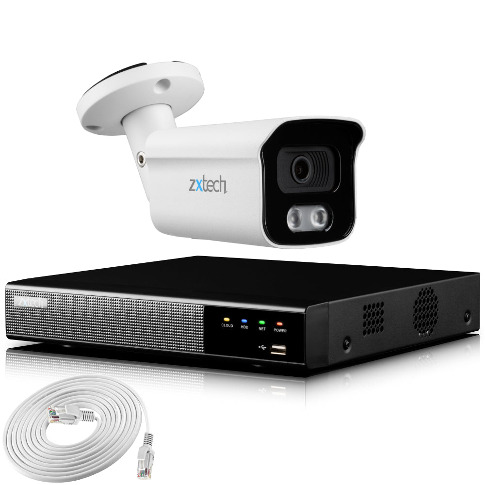 Zxtech 4K CCTV System - 1 x IP PoE Camera Audio Recording Face Detection Outdoor Sony Starvis  | RX1B4Z