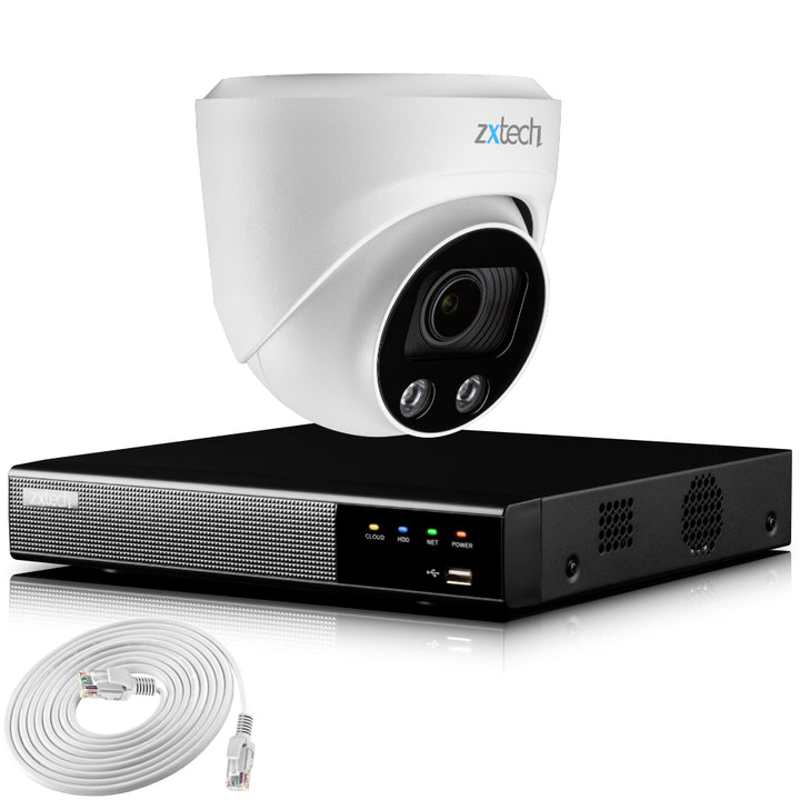 Zxtech 4K CCTV System - 1 x IP PoE Camera Motorised Lens Face Detection Outdoor Sony Starvis  | RX1C4Z
