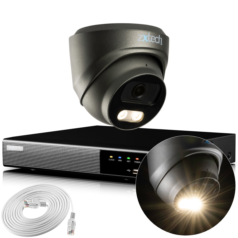 Zxtech 4K CCTV System - 1 x IP PoE Camera Audio Recording Face Detection Outdoor Sony Starvis  | RX1E4Z