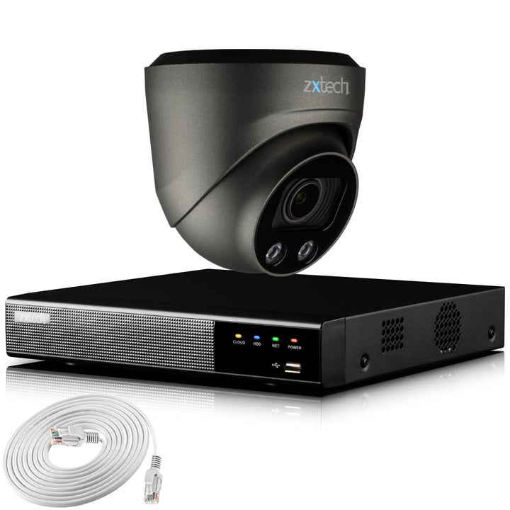 Zxtech 4K CCTV System - 1 x IP PoE Camera Motorised Lens Face Detection Outdoor Sony Starvis  | RX1G4Z
