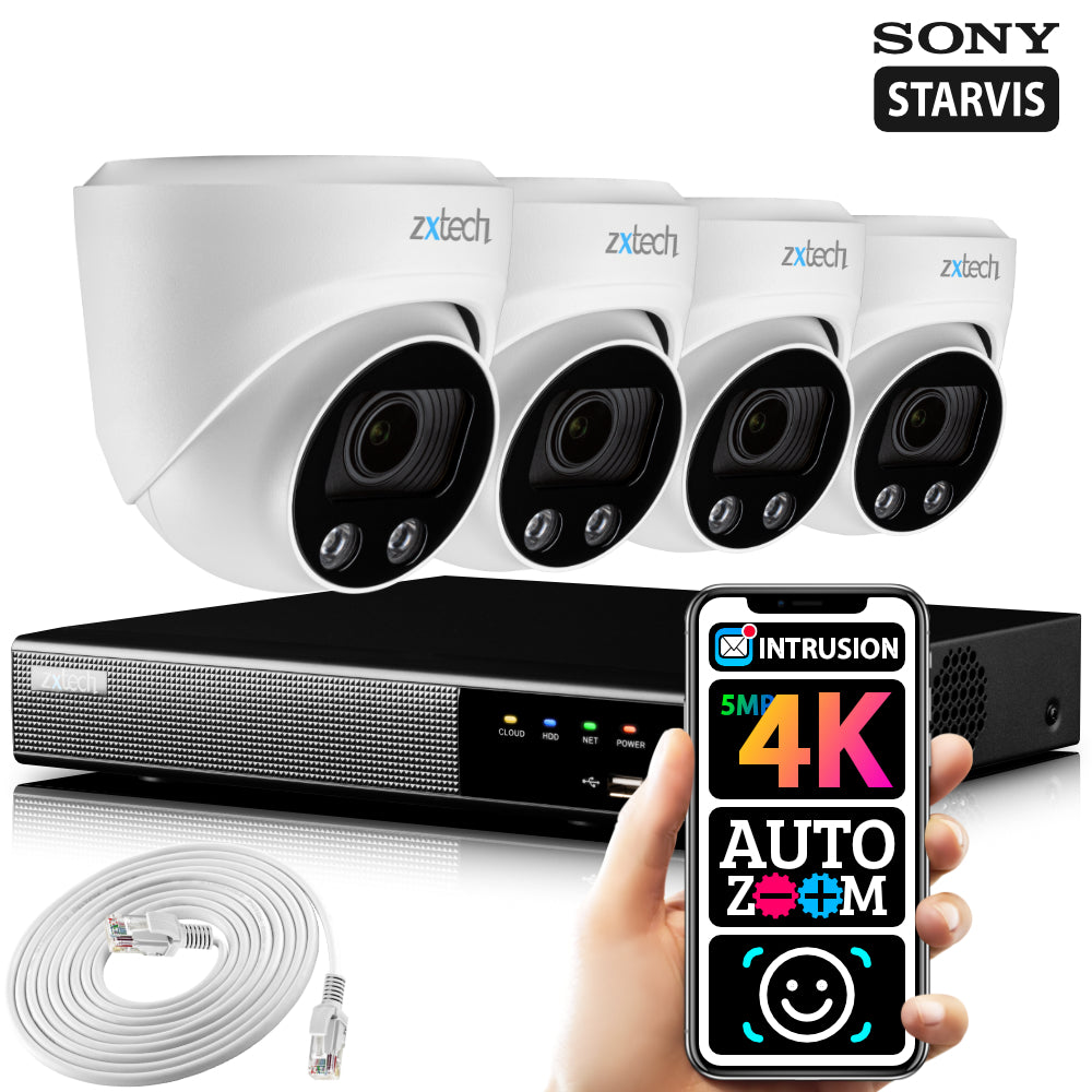 4K Home CCTV System Face Detection Cam Auto Zoom | Zxtech