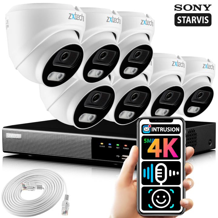 Zxtech 5MP 4K Ultra HD PoE Camera Outdoor Face Recognition Security System RX7A9Y