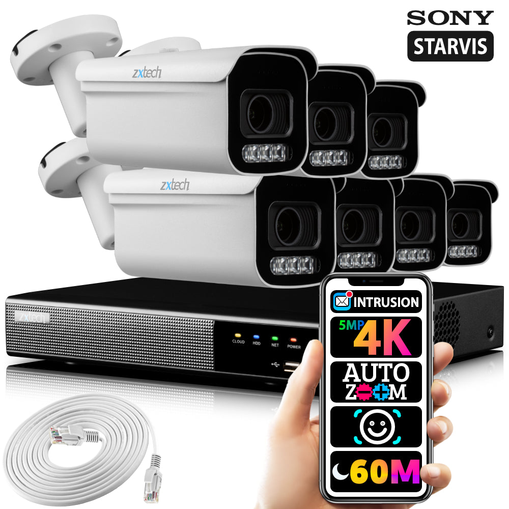 4K Home CCTV Kit Outdoor Auto Zoom 60M Night Vision | Zxtech