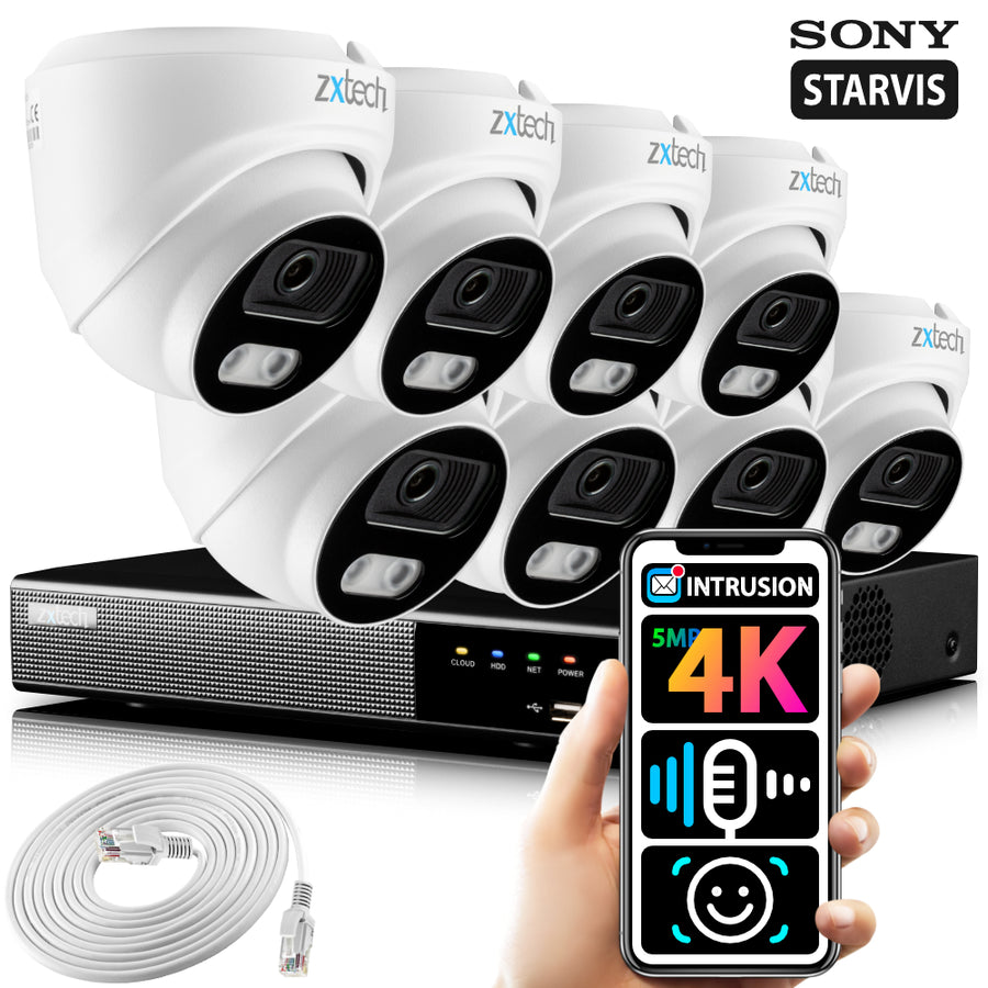 Zxtech 5MP 4K UHD 60M IR PoE Security Camera Outdoor Face Recognition System RX8A9Y
