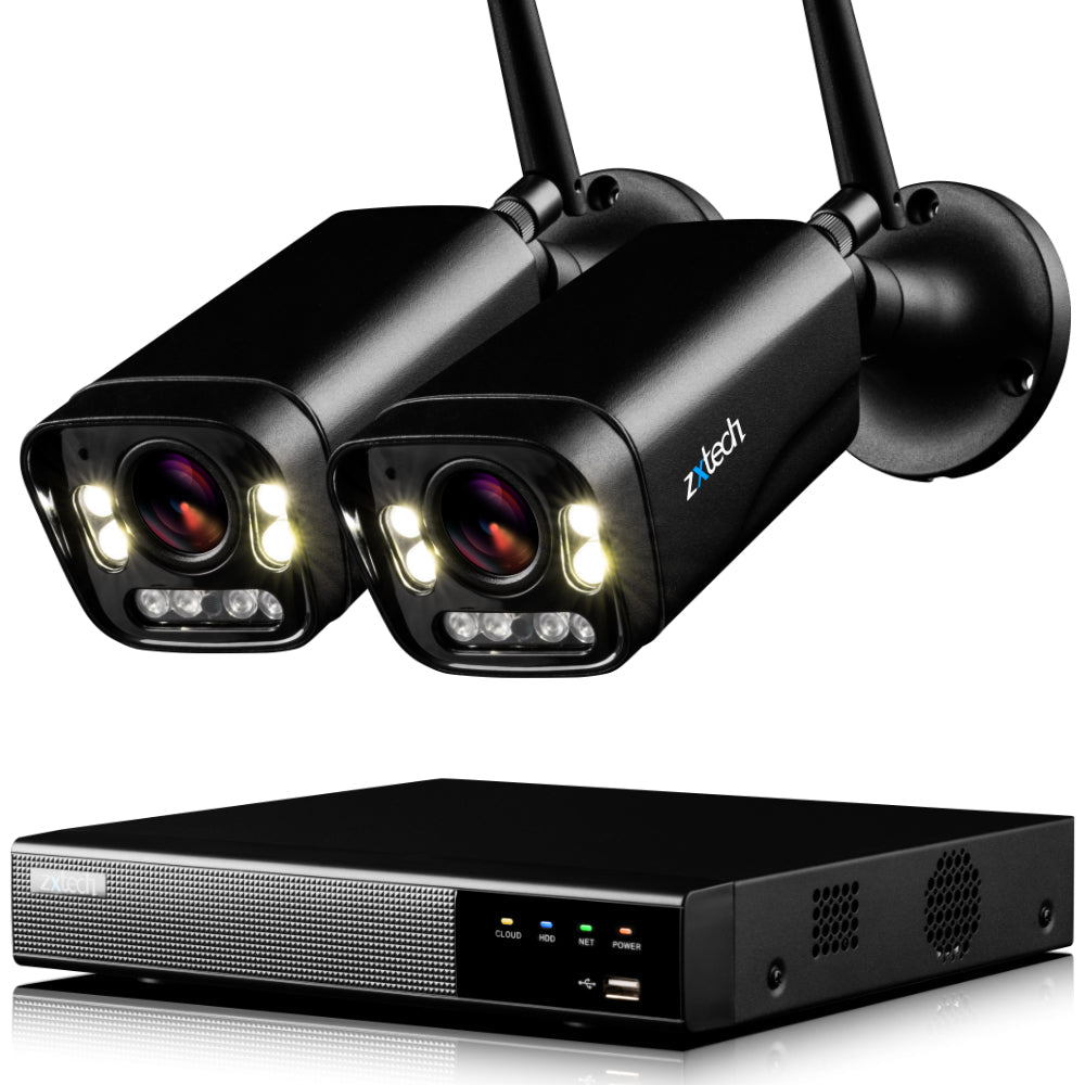 Zxtech 5MP Wireless CCTV System - 2x WiFi Security Cameras Outdoor 2-Way-Audio Night Vision 9CH Sony Starvis  | WF2D9Y