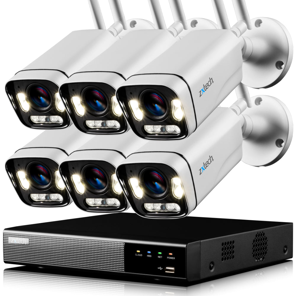 Zxtech 5MP Wireless CCTV System - 6x WiFi Security Cameras Outdoor 2-Way-Audio Night Vision 9CH Sony Starvis  | WF6A9Y